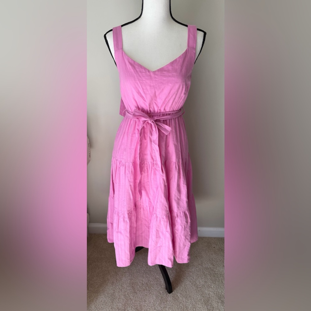 Pink Ruffle Midi Dress
